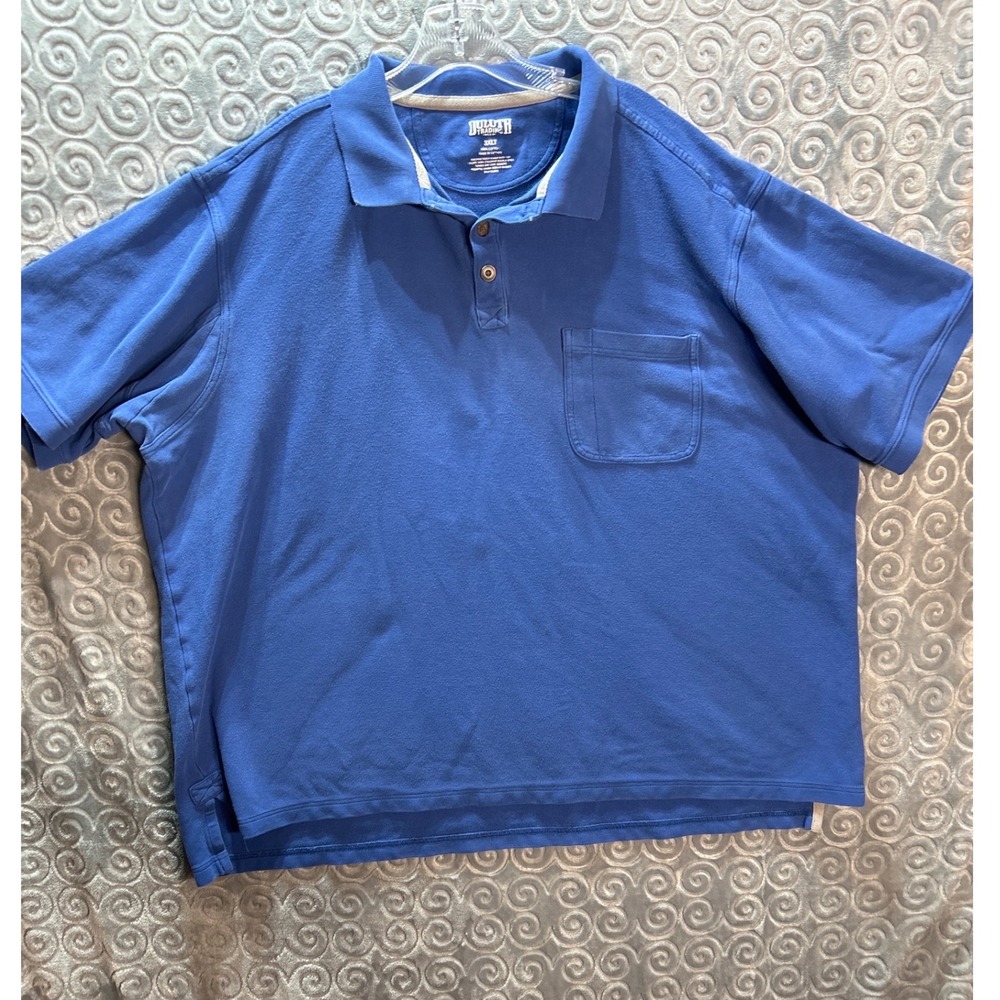 Duluth Trading‎ Co Mens 3XL Short Sleeve Button Down Pocket Polo Shirt Blue